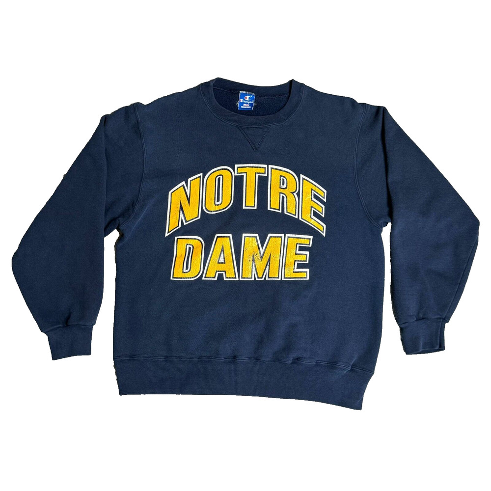 Vintage Champion Notre Dame Sweatshirt Adult Large Blue Fighting Irish 80s USA